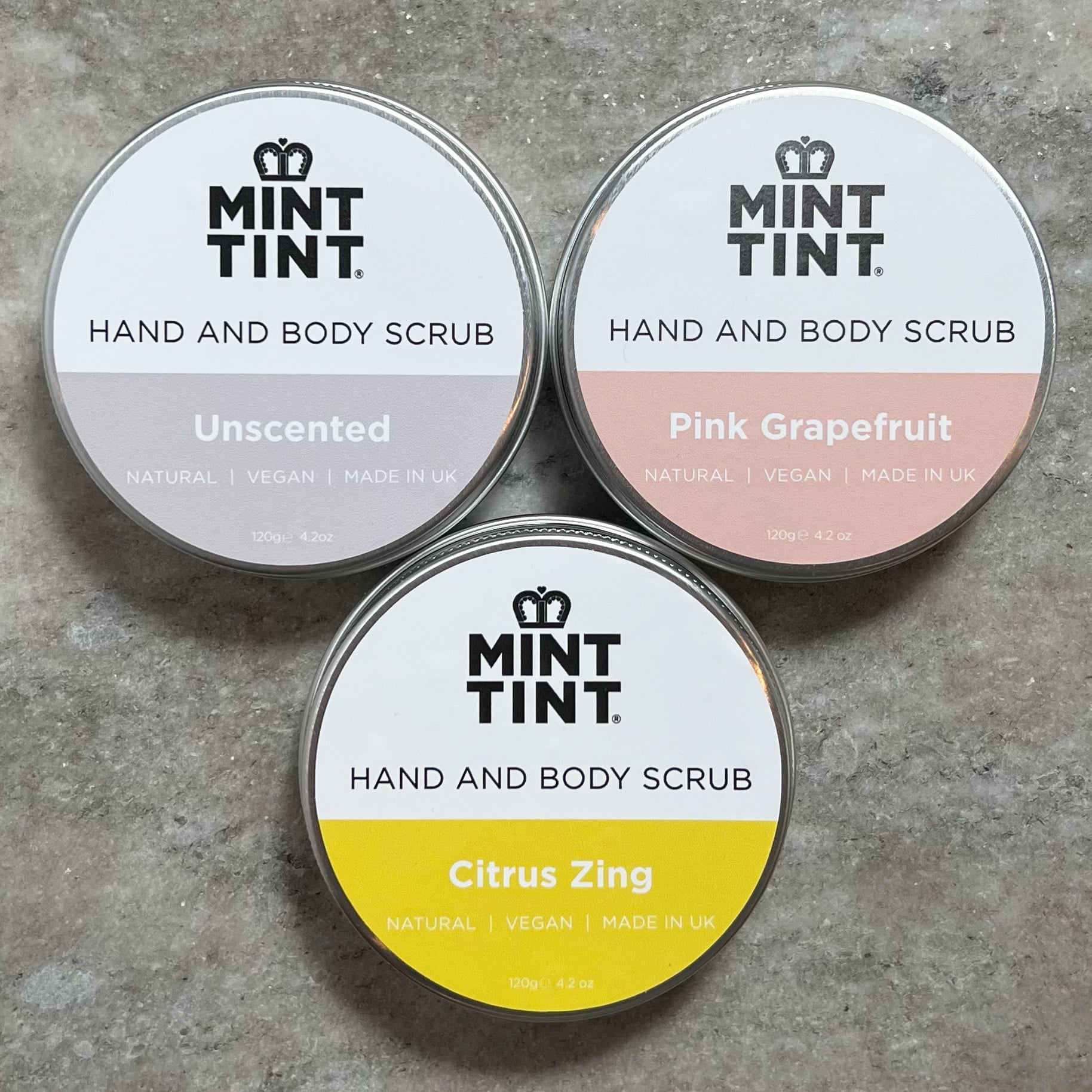 Hand and Body Scrub - Unscented 3 Natural Hand and Body Sugar Scrub with 100% natural pure essential oil - Mint Tint Natural Skincare and Beauty